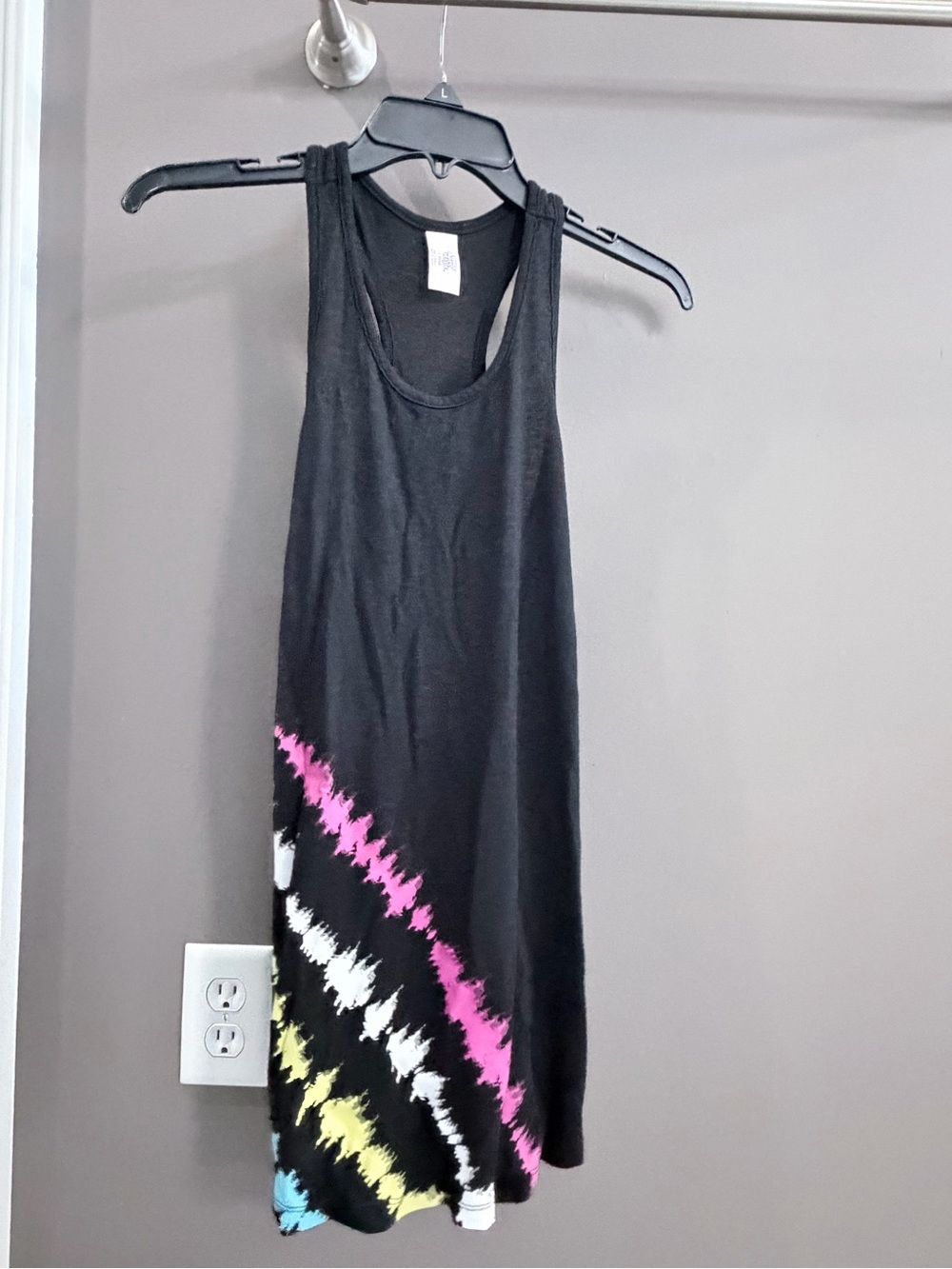 Black Racerback Tank Dress with Colorful Zigzag Accent